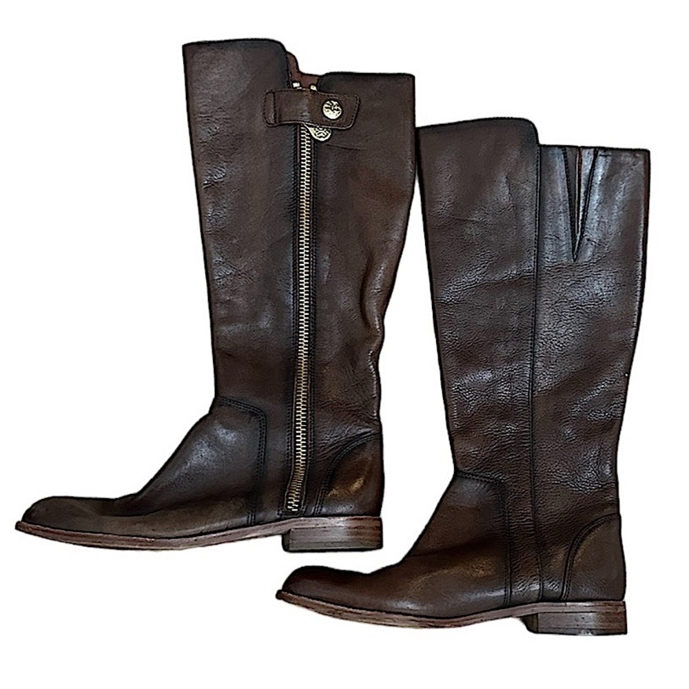 ISOLA: Melino Whiskey Brown Cannato Leather Tall Zip Boots Women's Sz 6M